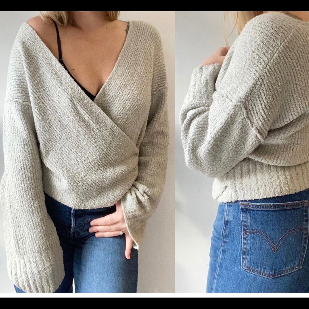 NWT Free People Faux Wrap Sweater Size L